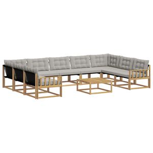 vidaXL Set de canapele de exterior 10 buc. Alb și gri deschis