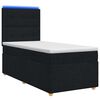 vidaXL Pat boxspring cu saltea cu benzi LED Negru 80 x 200 cm Țesătură
