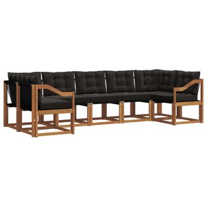 vidaXL Set de canapele de exterior cu pernă 7 pcs Natural și Negru