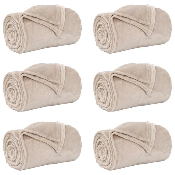 vidaXL Pături de aruncat 6 pcs Bej 240 x 270 cm Molton