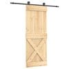 vidaXL Ușă glisantă Natural și Negru 80 x 210 cm Lemn de Pin Solid