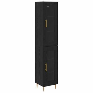 vidaXL Bufet 2 pcs Stejar Negru Sticlă