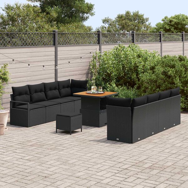 vidaXL Set de canapele pentru grădină cu pernă Negru 80 x 80 x 71 cm