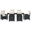 vidaXL Set de masă pentru grădină cu pernă 7 pcs Negru poliratan