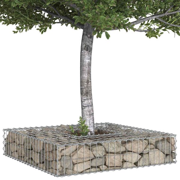 vidaXL Pat ridicat din gabion Argintiu 100 x 100 x 20 cm