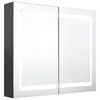 vidaXL Dulap cu oglindă pentru baie Gri 80 x 12 x 68 cm Lemn prelucrat