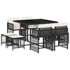 vidaXL Set mobilier de grădină cu perne, 9 piese, negru, poliratan