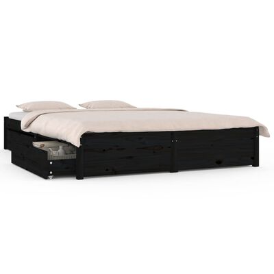 vidaXL Cadru de pat cu sertare Small Double, negru, 120x190 cm