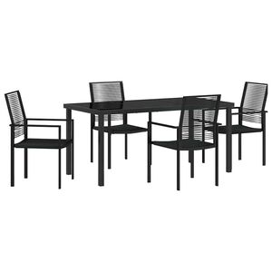vidaXL Set de masă pentru grădină 5 pcs Negru