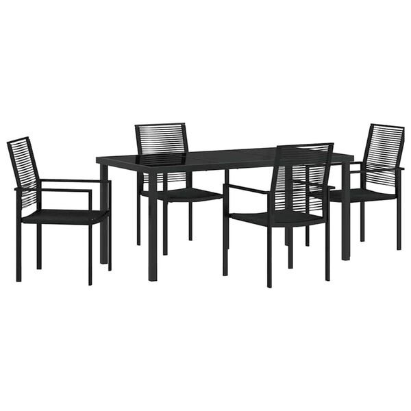 vidaXL Set de masă pentru grădină 5 pcs Negru