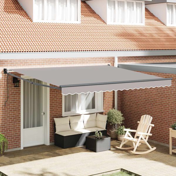 vidaXL Cortina Retractabilă Manual Gri deschis 400 &times; 300 cm țesătură