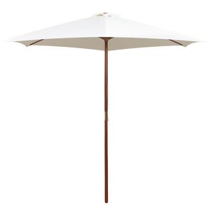 vidaXL Umbrelă de soare cu st&acirc;lp de lemn, alb crem, 270x270 cm