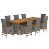 vidaXL Set mobilier grădină cu perne, 9 piese, gri, poliratan