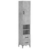 vidaXL Dulap &icirc;nalt, gri beton, 34,5x34x180 cm, lemn prelucrat