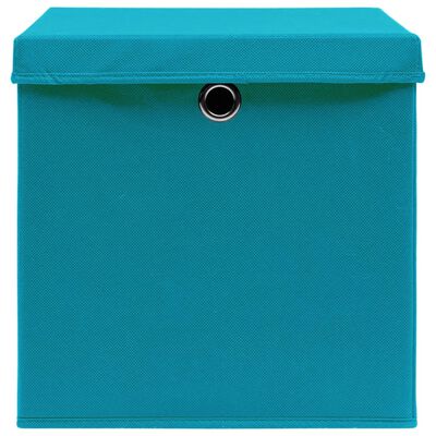 vidaXL Cutii depozitare cu capace 4 buc. albastru, 32x32x32 cm, textil