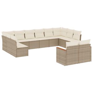 vidaXL Set canapele de grădină cu perne, 12 piese, bej, poliratan