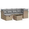 vidaXL Set canapele de grădină, 7 piese, cu perne, bej, poliratan