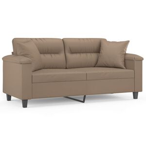 vidaXL Canapea cu 2 locuri cu pernuțe, cappuccino, 140 cm, piele eco.