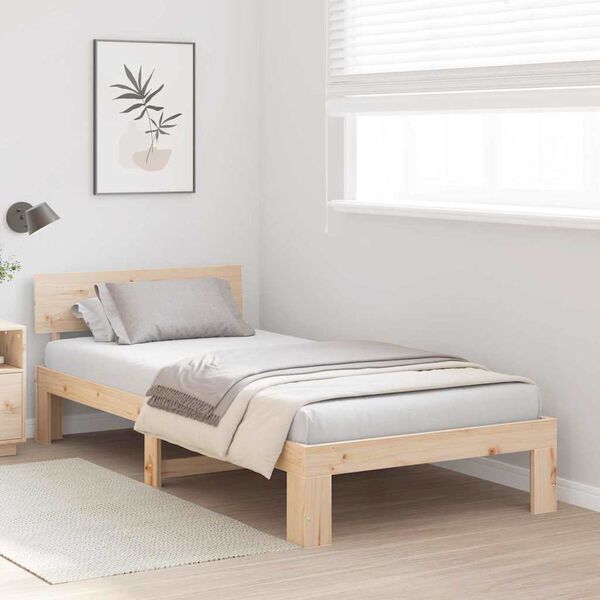 vidaXL Cadru de pat cu headboard natural 80 x 200 cm Lemn de pin masiv