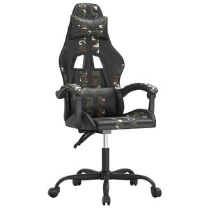 vidaXL Scaun de gaming pivotant, negru și camuflaj, piele ecologică