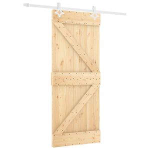 vidaXL Ușă glisantă Natural și Alb 80 x 210 cm Lemn masiv de pin
