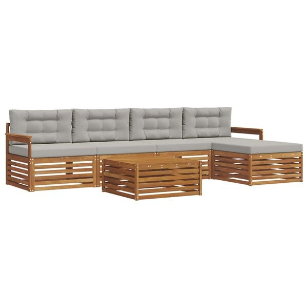 vidaXL Set de canapele de exterior 6 pcs Gri natural și deschis