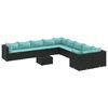 vidaXL Set canapele de grădină cu perne, 11 piese, negru, poliratan
