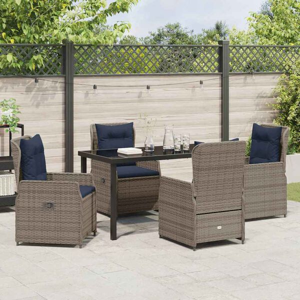 vidaXL Set de masă pentru grădină 5 pcs Gri Rattan poli