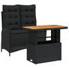 vidaXL Set mobilier de grădină cu perne, 2 piese, negru, poliratan