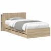 vidaXL Cadru de pat cu depozitare și tăblie Stejar Sonoma 75 x 190 cm