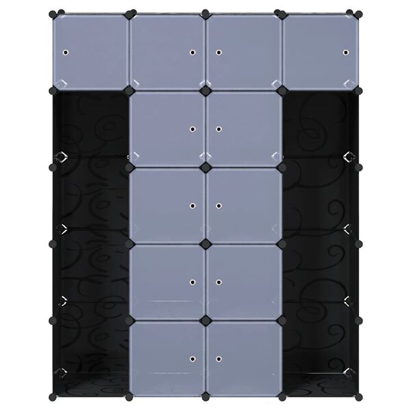 vidaXL Dulap modular 14 compartimente alb și negru 37 x 146 x 180,5 cm