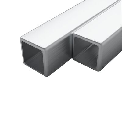 vidaXL Tuburi din oțel inoxidabil 2 buc. 25x25x1,9 mm pătrat V2A, 2m