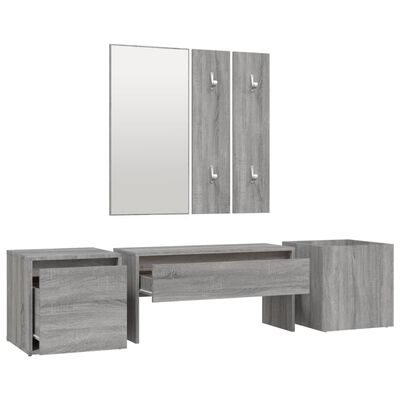 vidaXL Set de mobilier pentru hol, gri sonoma, lemn prelucrat