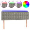 vidaXL Tăblie de pat cu LED, gri deschis, 144x5x78/88 cm, catifea