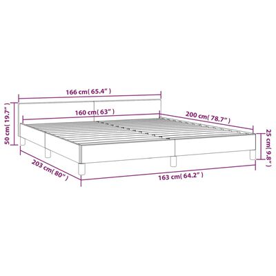 vidaXL Cadru de pat cu tăblie, gri deschis, 160x200 cm, catifea