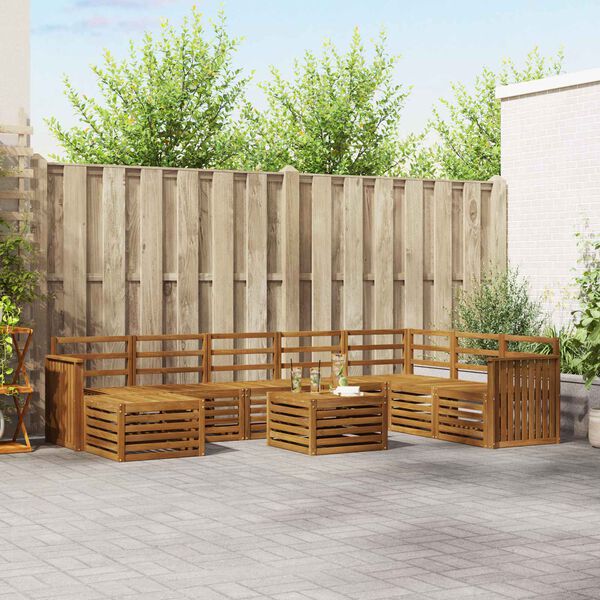 vidaXL Set canapea sectională 9 pcs natural Lemn Solid de Acacia