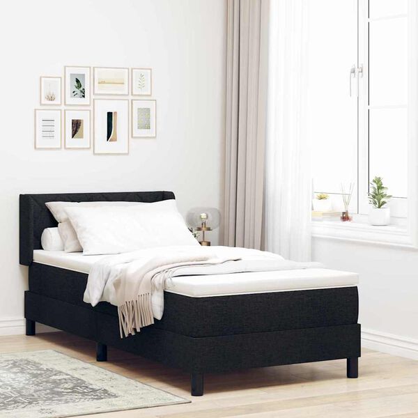 vidaXL Pat boxspring cu saltea cu saltea Negru 90 x 190 cm