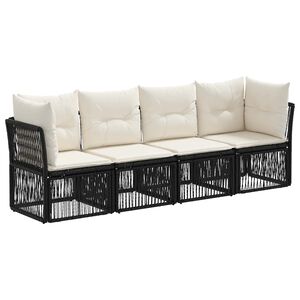 vidaXL Set de canapele pentru grădină 4 pcs Negru poliratan