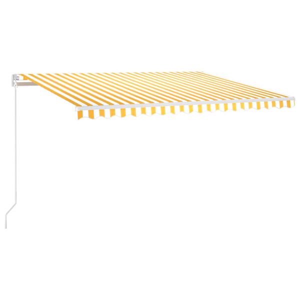 vidaXL Copertină retractabilă manual cu LED, galben și alb, 450x350 cm
