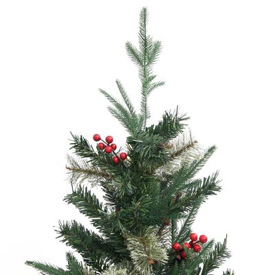 vidaXL Brad de Crăciun cu conuri de pin, verde, 225 cm, PVC&PE