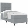vidaXL Pat cu arcuri cu headboard Gri deschis 90 x 190 cm țesătură
