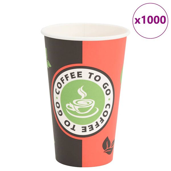 vidaXL Cești de cafea din h&acirc;rtie 1000 buc 16 oz 400 ml roșu și negru