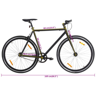 vidaXL Bicicletă cu angrenaj fix, negru, 700c, 59 cm