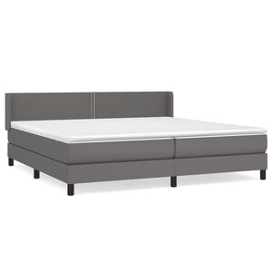 vidaXL Pat box spring cu saltea, gri, 200x200 cm, piele ecologică