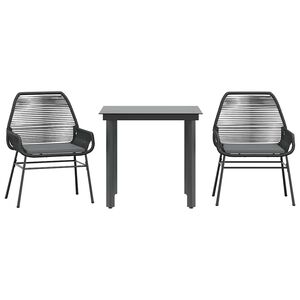 vidaXL Set de sufragerie de grădină 3 piese neagră