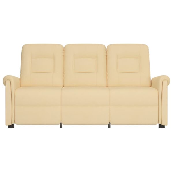vidaXL Fotoliu rabatabil de masaj cu 3 locuri, crem, microfibră