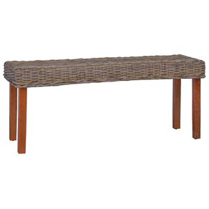 vidaXL Bancă, natural, 110 cm, ratan kubu & lemn masiv de mahon