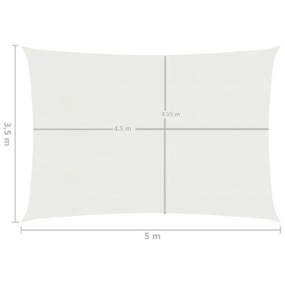 vidaXL Pânză parasolar, alb, 3,5 x 5 m, HDPE, 160 g/m²