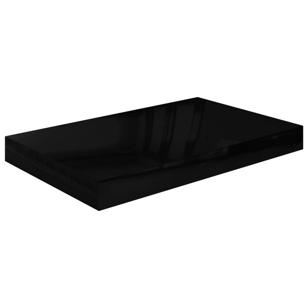 vidaXL Rafturi de perete, 4 buc., negru extralucios, 40x23x3,8 cm, MDF