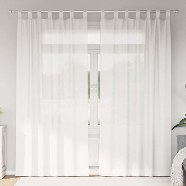 vidaXL Perdele Voile cu Bucle 2 buc Alb 140x225 cm